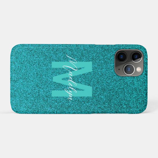 Personalized Name Stylish Glitter green Case-Mate iPhoneケース (裏面(横))