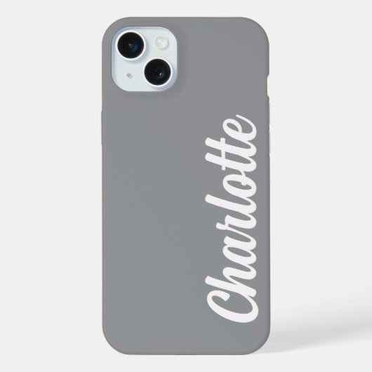 Personalized Name Stylish Modern Minimal Dark Grey iPhoneケース (裏面)