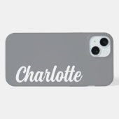 Personalized Name Stylish Modern Minimal Dark Grey iPhoneケース (裏面横)