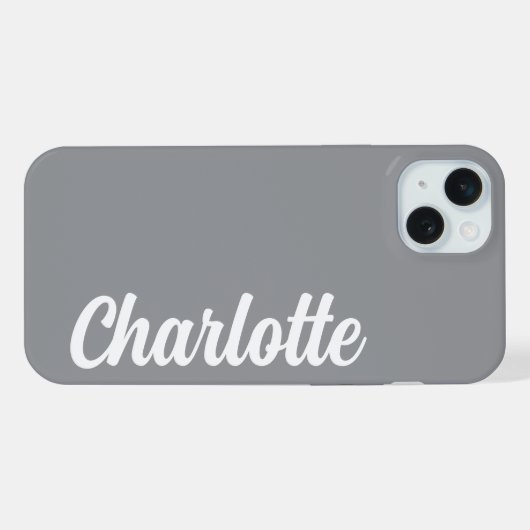 Personalized Name Stylish Modern Minimal Dark Grey iPhoneケース (裏面横)