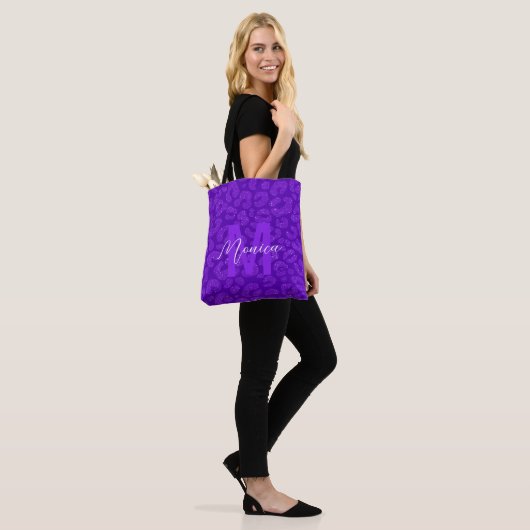 Personalized Name Stylish Purple Glitter Leopard  トートバッグ (モデル)