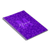 Personalized Name Stylish Purple Glitter Leopard  ノートブック (右側)