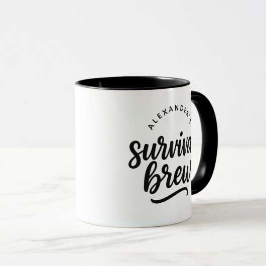 Personalized Name “Survival Brew” Funny Coffee マグカップ (正面右)