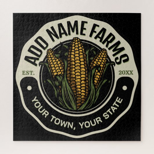 Personalized NAME Sweet Corn Garden Farm Farmer ジグソーパズル (縦)