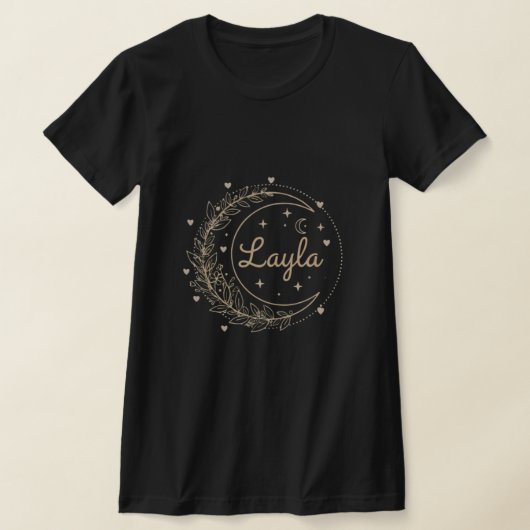 Personalized Name T-Shirt - Elegant Crescent Moon Tシャツ (レイダウン)