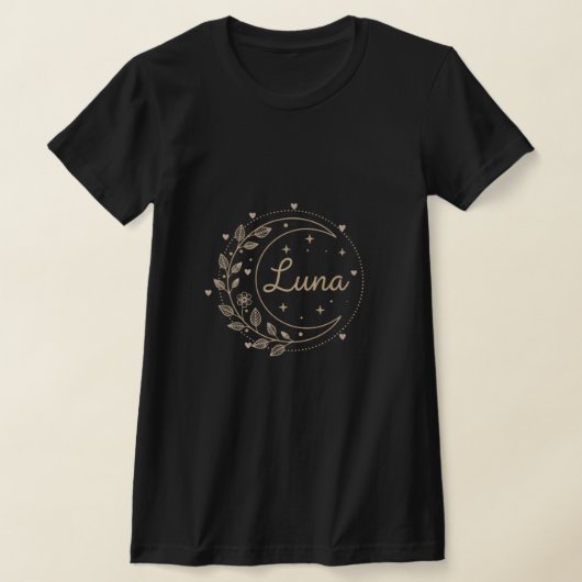 Personalized Name T-shirt - Elegant Luna Moon Tシャツ (レイダウン)