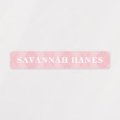 Personalized Name Tag Pink Plaid & Lace Clothing ラベル (デザイン1)