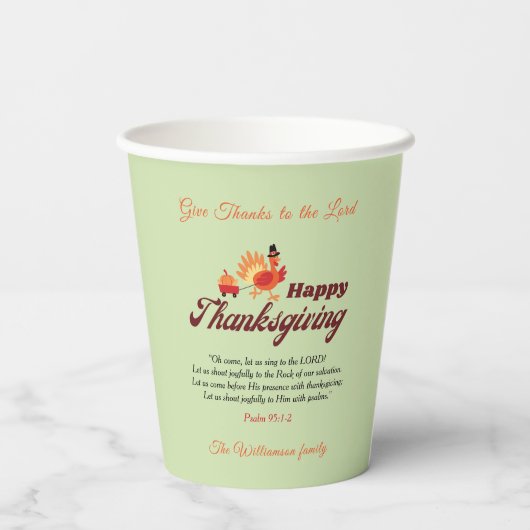 Personalized Name | Thanksgiving with Bible Verse  紙コップ (裏面)