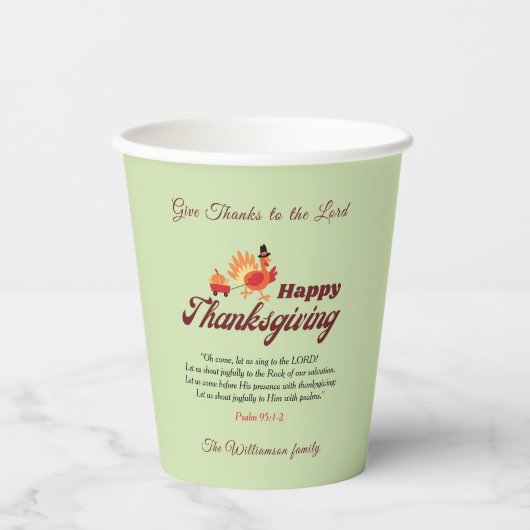 Personalized Name | Thanksgiving with Bible Verse  紙コップ (正面)