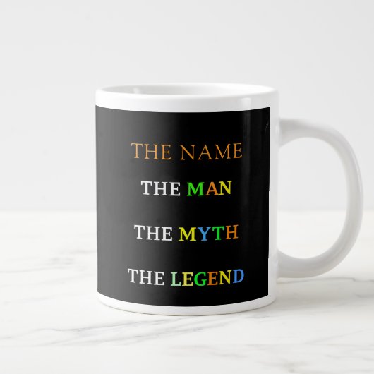 Personalized Name The Man The Myth The Legend ジャンボコーヒーマグカップ (右)