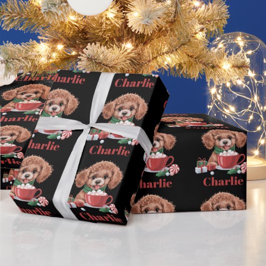Personalized Name Toy Poodle Dog Lover Christmas  ラッピングペーパー (クリスマス)