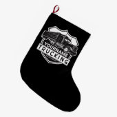 Personalized NAME Trucking Big Rig Semi Trucker   ラージクリスマスストッキング (正面 (吊り時))