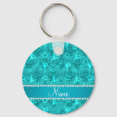 Personalized name turquoise damask gymnastics キーホルダー (正面)