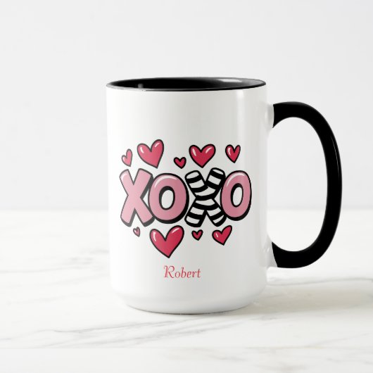 Personalized name Valentine's day XOXO マグカップ (右)