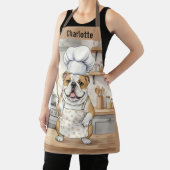 Personalized Name Watercolor Bulldog Chef エプロン (インサイチュ)