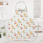 Personalized Name Watercolor Sunny Floral Pattern エプロン<br><div class="desc">Introducing our Personalized Name Watercolor Sunny Floral Pattern Apron. Featuring watercolor illustration of bright color flowers pattern. Suitable as a gift for flower lover women.</div>
