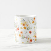 Personalized Name Watercolor Sunny Floral Pattern コーヒーマグカップ (中央)