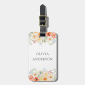 Personalized Name Watercolor Sunny Flowers Floral ラゲッジタグ (正面縦)