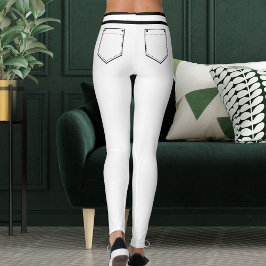 Personalized Name White And Black Stripes Fun Gift レギンス