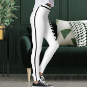 Personalized Name White And Black Stripes Fun Gift レギンス