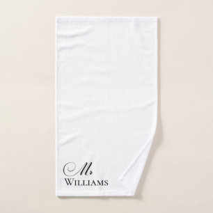 personalized Name White Black氏 ハンドタオル