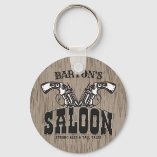 Personalized NAME Wild West Gun Revolver Saloon キーホルダー