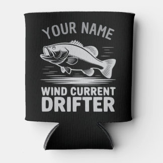 Personalized Name Wind Current Drifter Bass Fish 缶クーラー