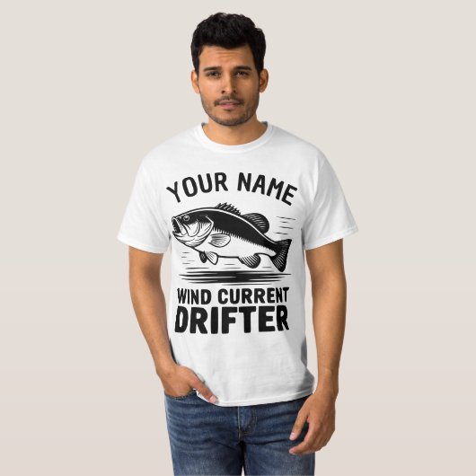 Personalized Name Wind Current Drifter Bass Fish Tシャツ (正面フル)