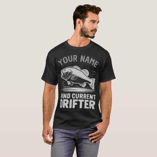 Personalized Name Wind Current Drifter Bass Fish Tシャツ (正面フル)