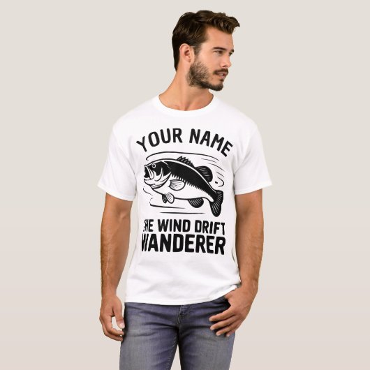 Personalized Name Wind Drift Wanderer Bass Fishing Tシャツ (正面フル)