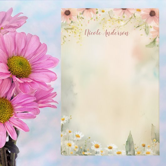  Personalized Name with Daisy Flower Watercolor ポストイット