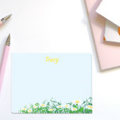 Personalized Name with Daisy Flowers Light Blue ポストイット