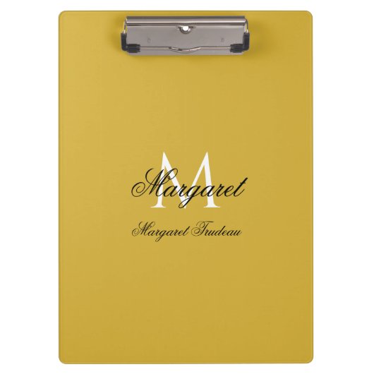 Personalized Name with Stylish Monogram M Gold クリップボード (正面)