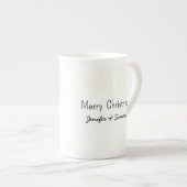 Personalized name Xmas reindeer cute cartoon ボーンチャイナマグカップ (正面右)