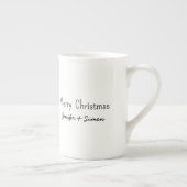 Personalized name Xmas reindeer cute cartoon ボーンチャイナマグカップ (右)