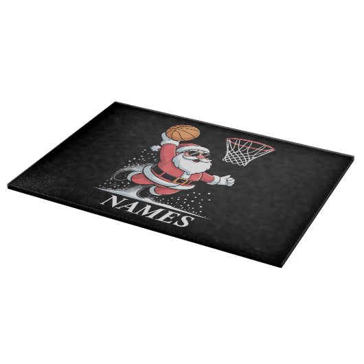 Personalized Name Xmas Santa Dunking Basketball カッティングボード (角)