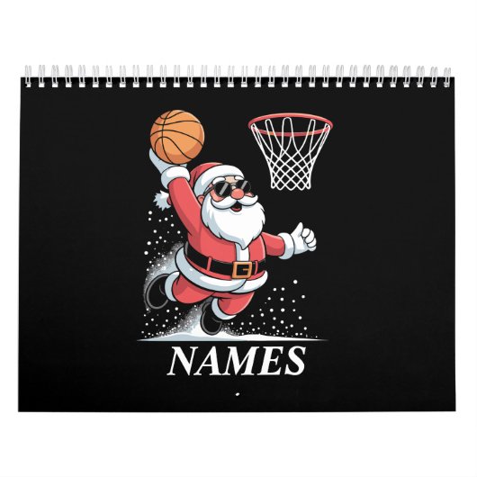 Personalized Name Xmas Santa Dunking Basketball カレンダー (カバー)
