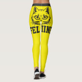 Personalized Name Yellow Grey Stripes Cute Cat Pet レギンス (裏面)