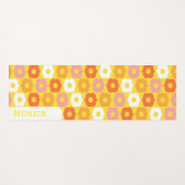 Personalized name yellow orang flowers pattern ヨガマット (正面(横))