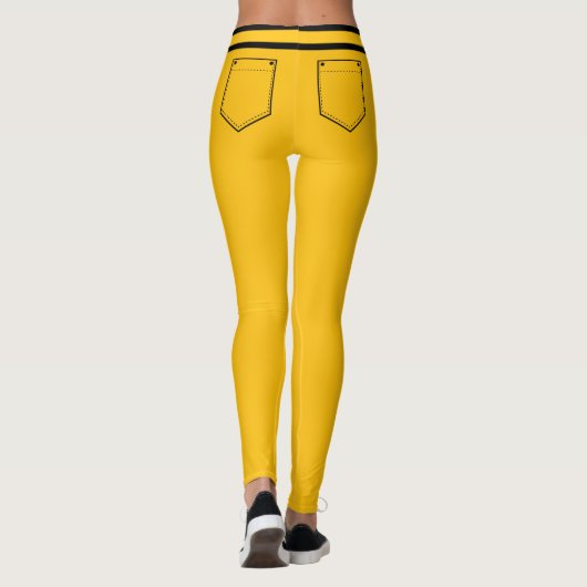 Personalized Name Yellow Orange Black Stripes Gift レギンス (裏面)