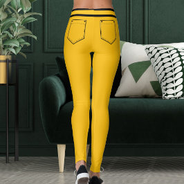 Personalized Name Yellow Orange Black Stripes Gift レギンス