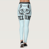 Personalized Names Blue Grey Stripes Cute Cat Pet レギンス (裏面)