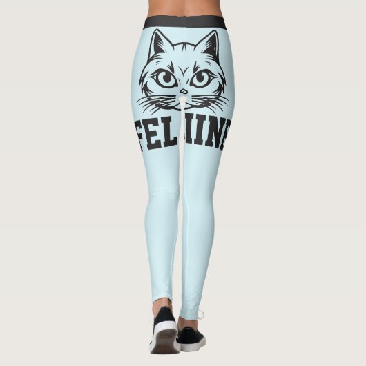 Personalized Names Blue Grey Stripes Cute Cat Pet レギンス (裏面)