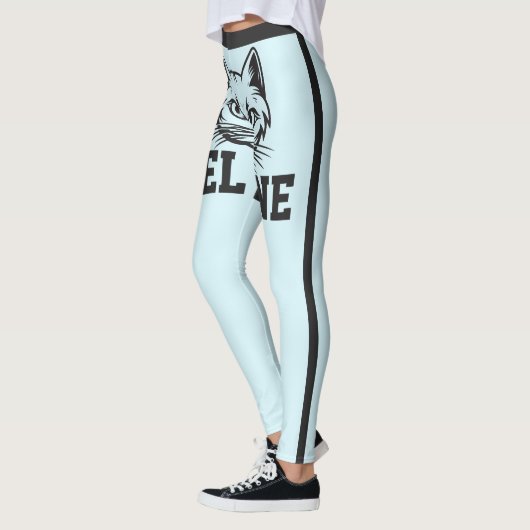 Personalized Names Blue Grey Stripes Cute Cat Pet レギンス (左)