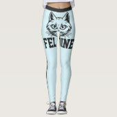 Personalized Names Blue Grey Stripes Cute Cat Pet レギンス (正面)