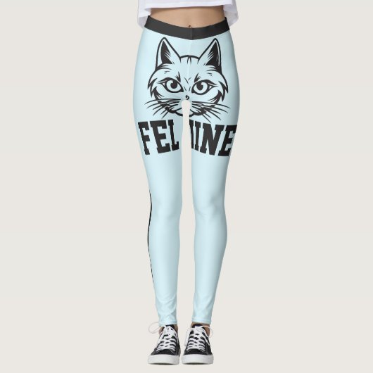 Personalized Names Blue Grey Stripes Cute Cat Pet レギンス (正面)