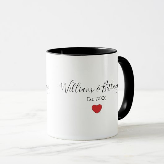 Personalized Names | Est | ハート マグカップ (正面右)