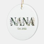 Personalized Nana Est Year Floral Grandmother Gift セラミックオーナメント (左)