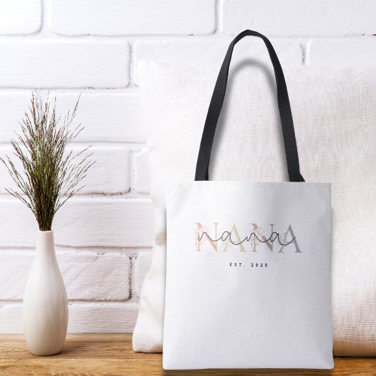 Personalized Nana Grandma Floral Elegance トートバッグ
