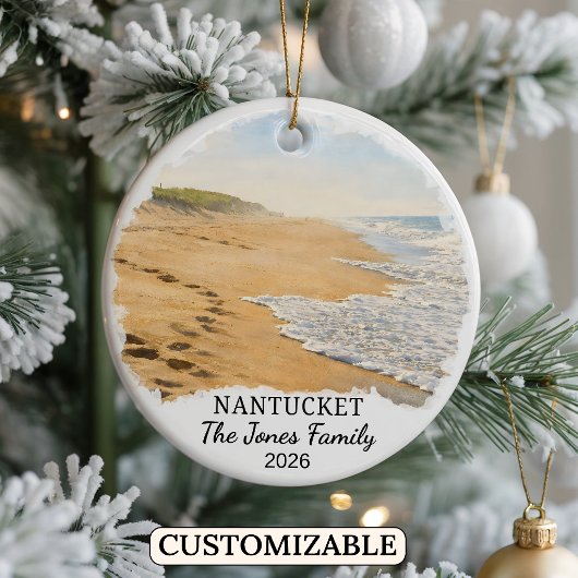 Personalized Nantucket Ornament, Massachusetts セラミックオーナメント